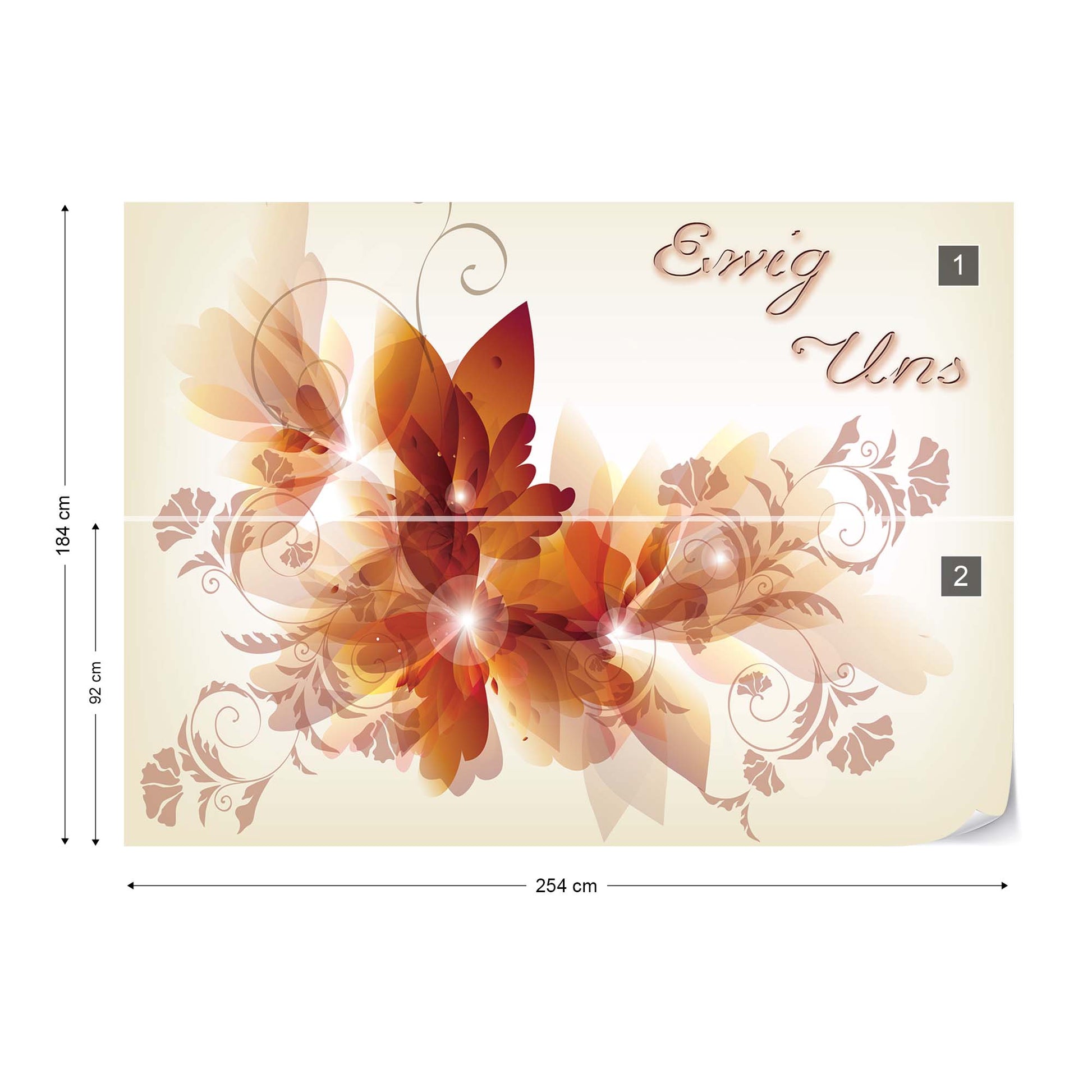 Flowers Modern Design "Ewig Uns" Photo Wallpaper Wall Mural - USTAD HOME