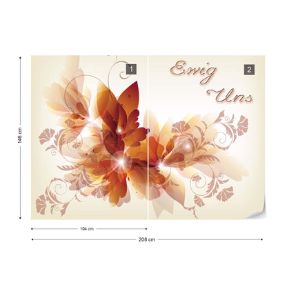 Flowers Modern Design "Ewig Uns" Photo Wallpaper Wall Mural - USTAD HOME