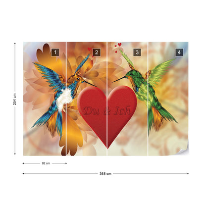 Hummingbird Heart Photo Wallpaper Wall Mural - USTAD HOME