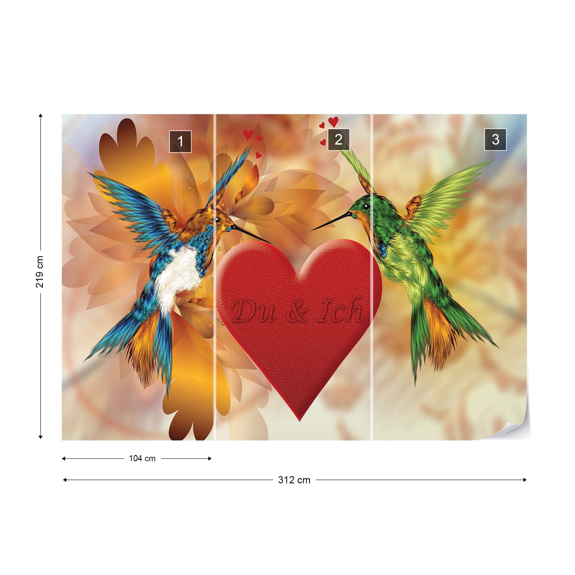 Hummingbird Heart Photo Wallpaper Wall Mural - USTAD HOME