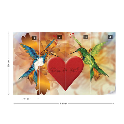 Hummingbird Heart Photo Wallpaper Wall Mural - USTAD HOME