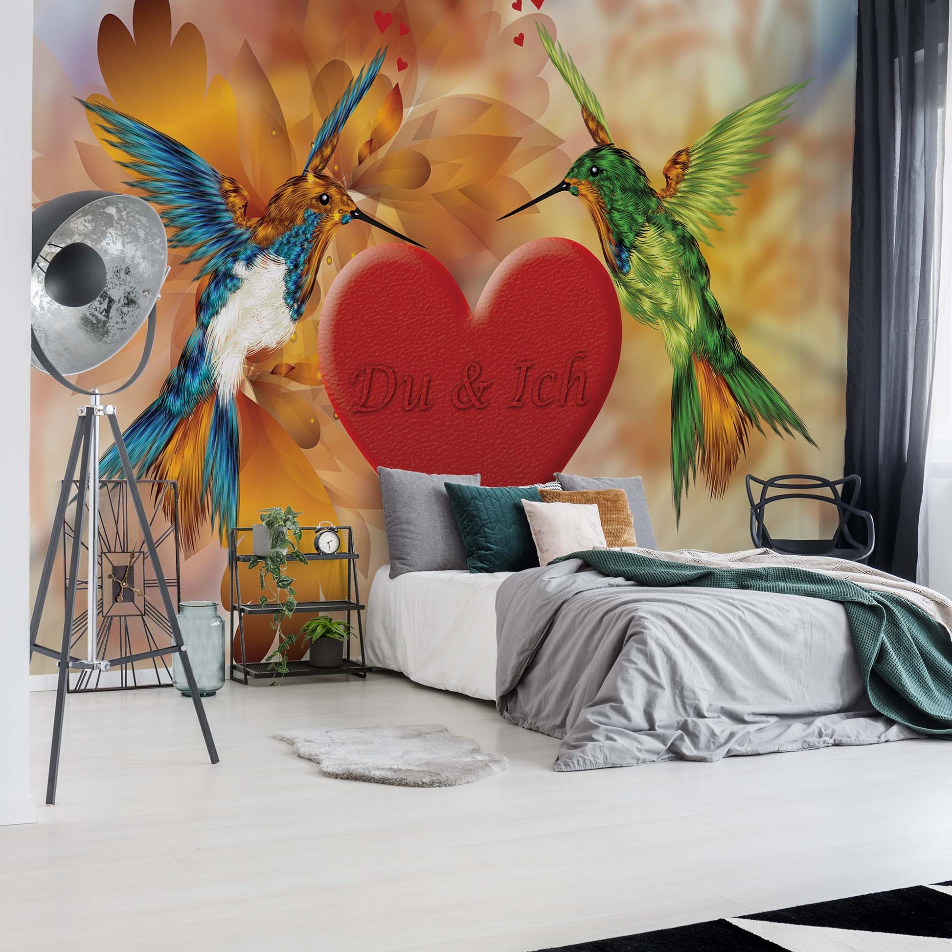 Hummingbird Heart Photo Wallpaper Wall Mural - USTAD HOME