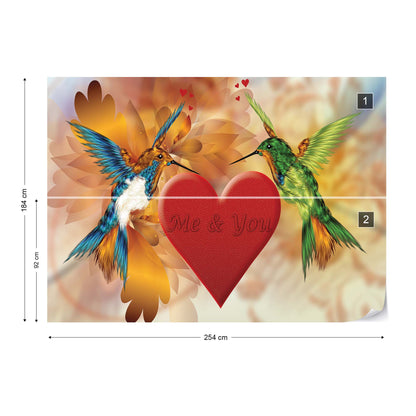 Hummingbird Heart Photo Wallpaper Wall Mural - USTAD HOME