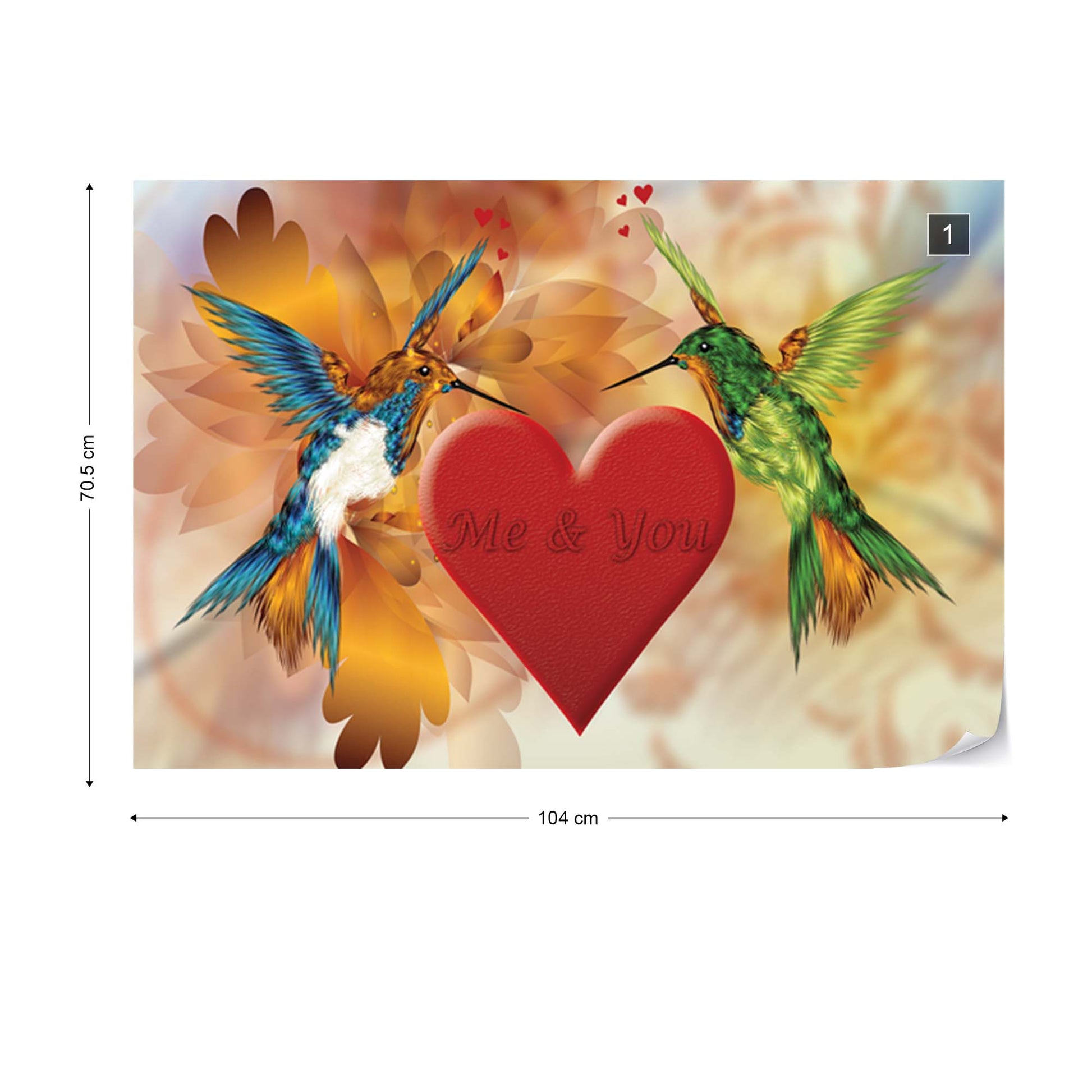 Hummingbird Heart Photo Wallpaper Wall Mural - USTAD HOME