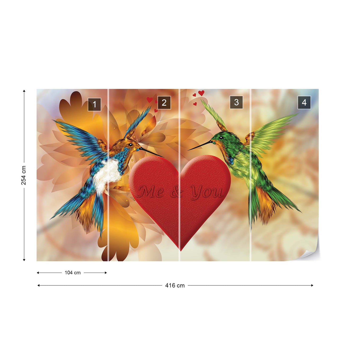 Hummingbird Heart Photo Wallpaper Wall Mural - USTAD HOME