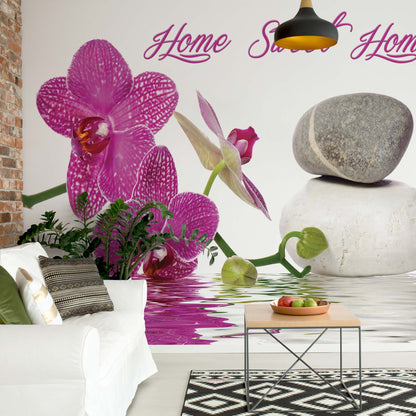 Zen Orchids Flowers Spa Stones Photo Wallpaper Wall Mural - USTAD HOME