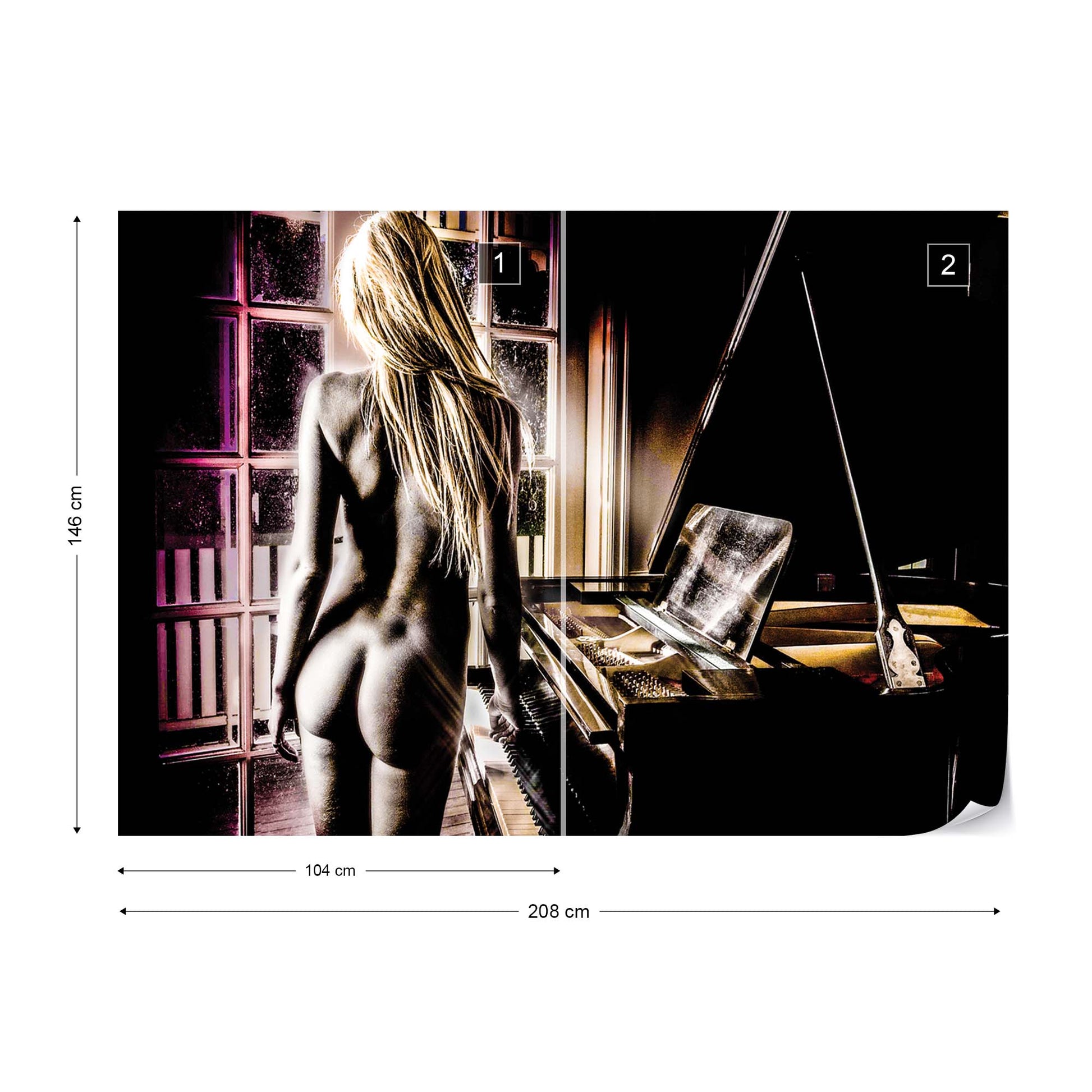 Sexy Nude Woman Piano Photo Wallpaper Wall Mural - USTAD HOME