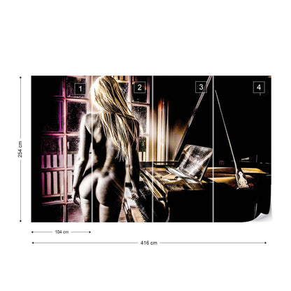Sexy Nude Woman Piano Photo Wallpaper Wall Mural - USTAD HOME