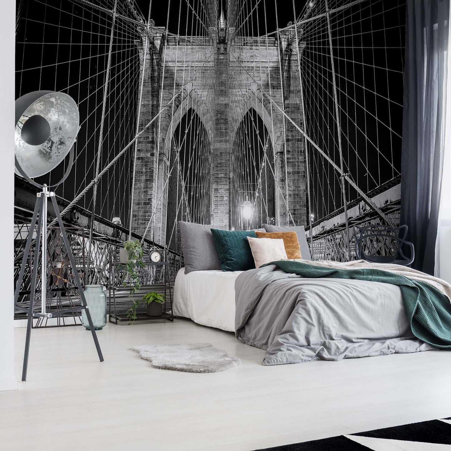 Brooklyn Bridge New York Black And White Photo Wallpaper Wall Mural - USTAD HOME