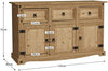 Corona Sideboard 3 Door 3 Drawer Solid Pine Wood - USTAD HOME