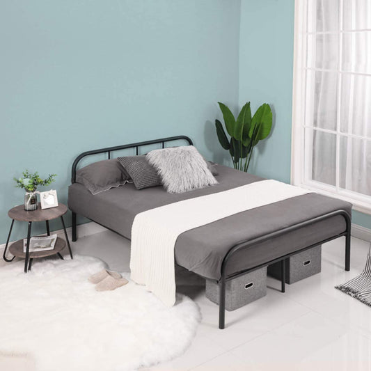 Bed Frame Solid Bedstead Base With Headboard - USTAD HOME