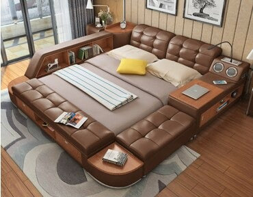 Soft Leather Smart Bed - USTAD HOME