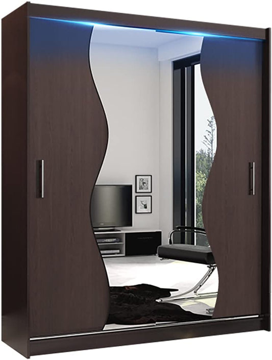 Modern Bedroom Wardrobe Mirror 2 Sliding Doors - USTAD HOME