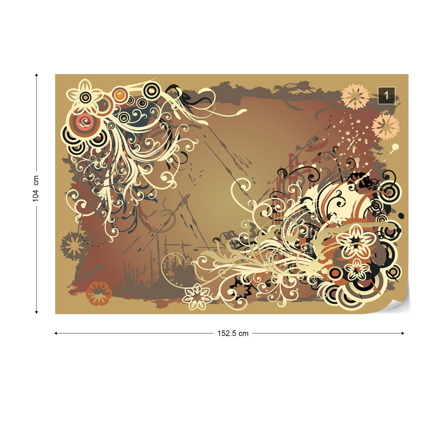 Flowers Abstract Swirl Design Photo Wallpaper Wall Mural - USTAD HOME