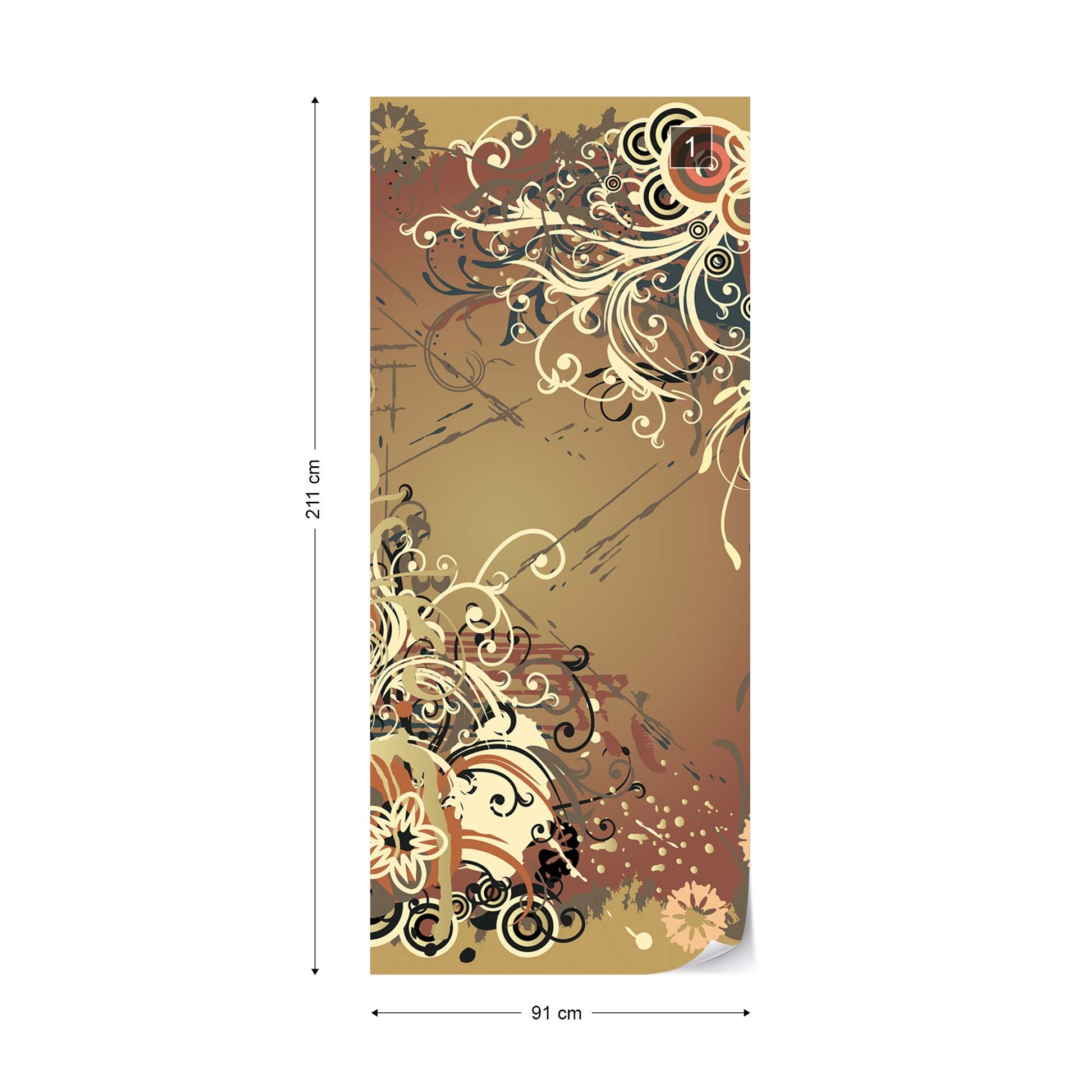 Flowers Abstract Swirl Design Photo Wallpaper Wall Mural - USTAD HOME