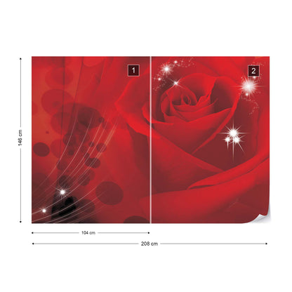 Red Rose Sparkles Flowers Photo Wallpaper Wall Mural - USTAD HOME
