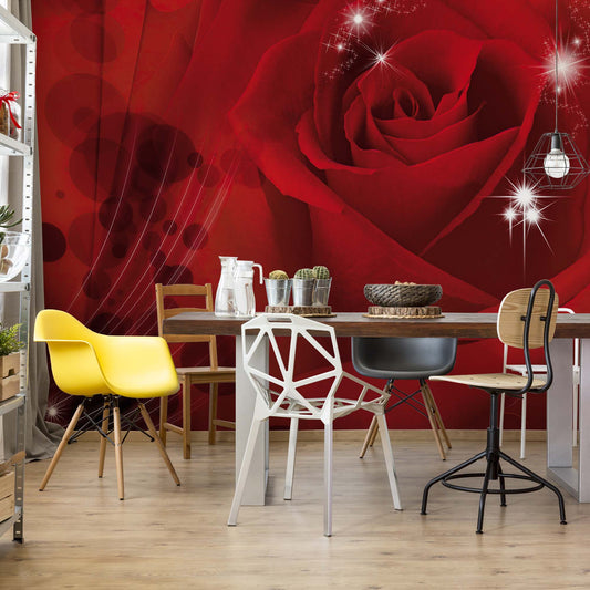 Red Rose Sparkles Flowers Photo Wallpaper Wall Mural - USTAD HOME