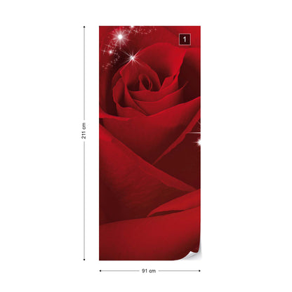 Red Rose Sparkles Flowers Photo Wallpaper Wall Mural - USTAD HOME