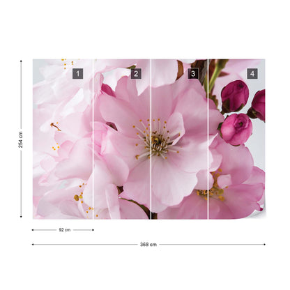 Flowers Cherry Blossom Pink Photo Wallpaper Wall Mural - USTAD HOME