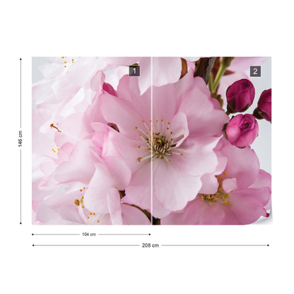 Flowers Cherry Blossom Pink Photo Wallpaper Wall Mural - USTAD HOME