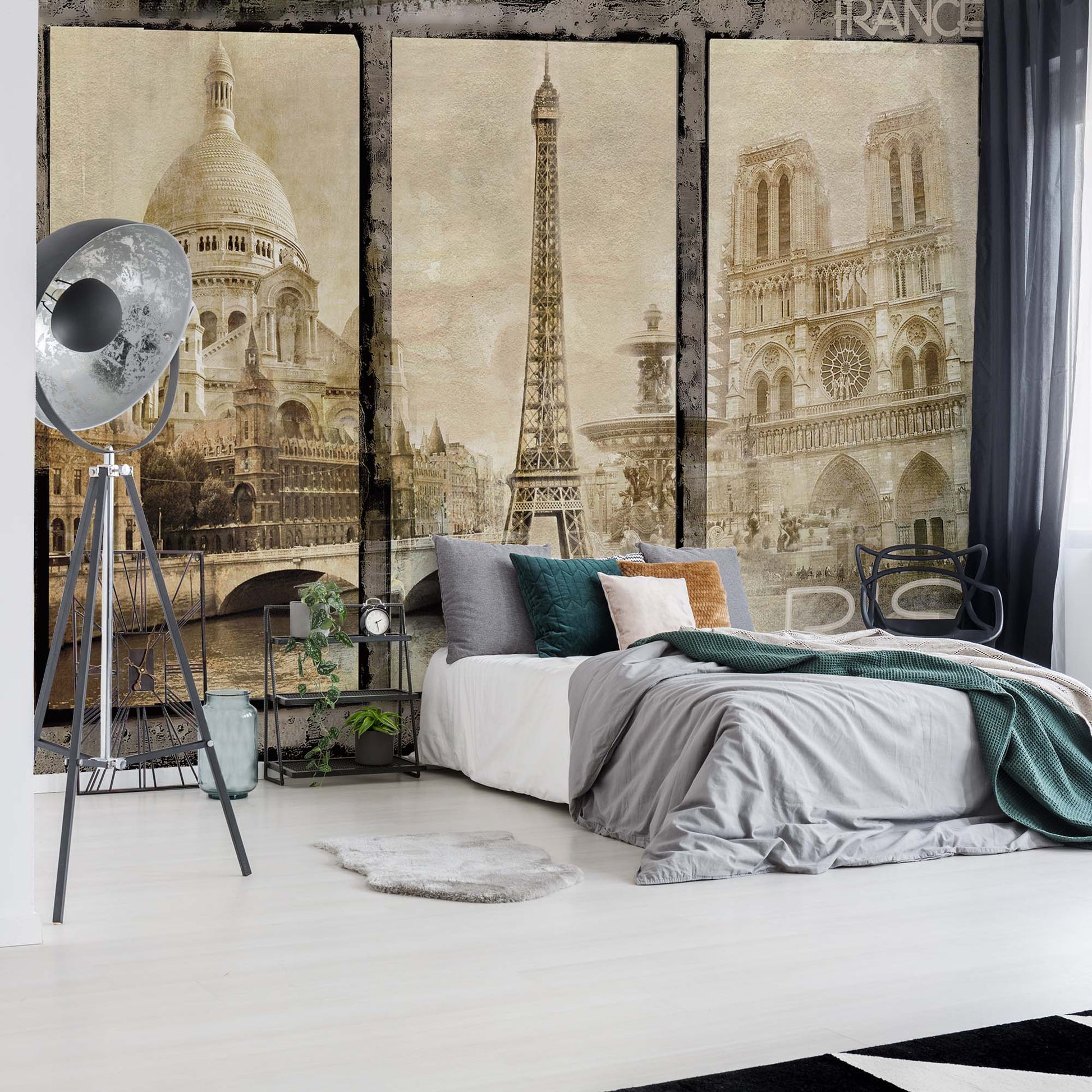 Vintage Paris Tryptich Photo Wallpaper Wall Mural - USTAD HOME