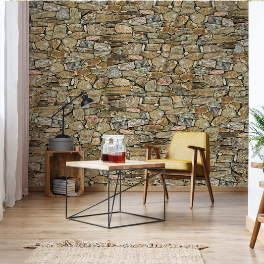 Stone Wall Texture Photo Wallpaper Wall Mural - USTAD HOME