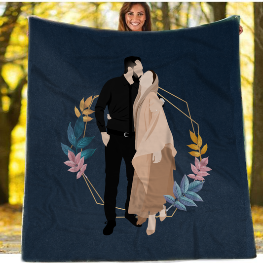 Personalized Faceless Illustration Photo Design Couple Love Blanket - USTAD HOME