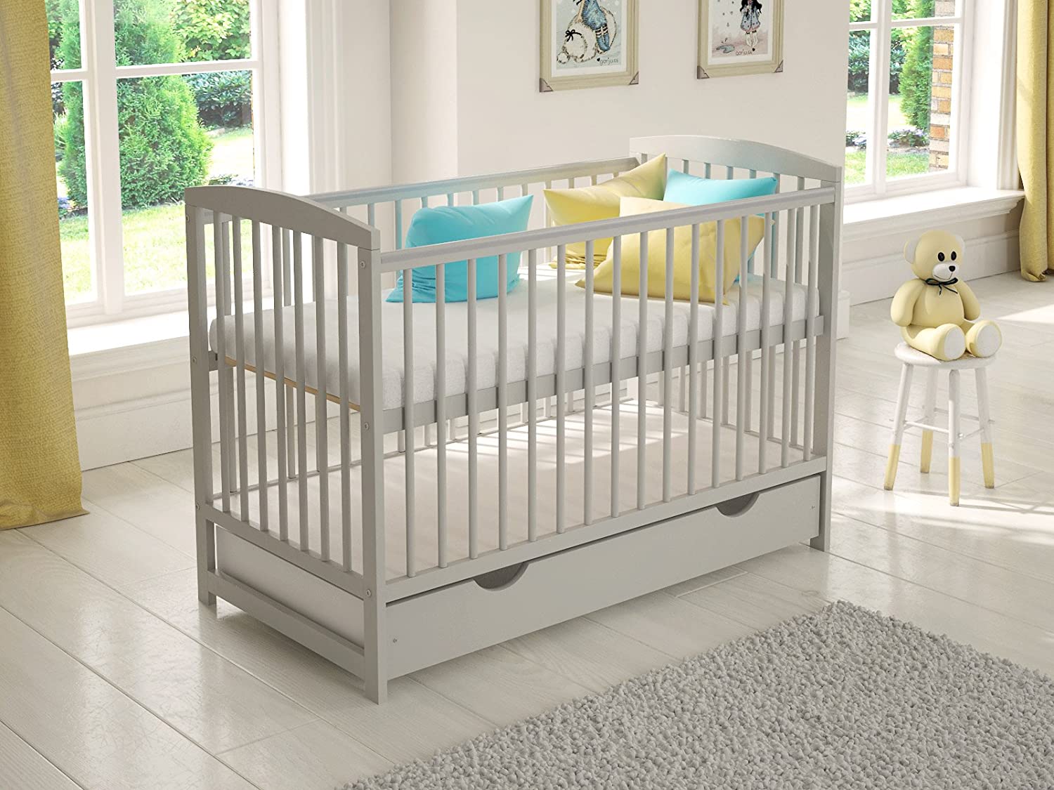 Wooden Baby Cot with Drawer - USTAD HOME