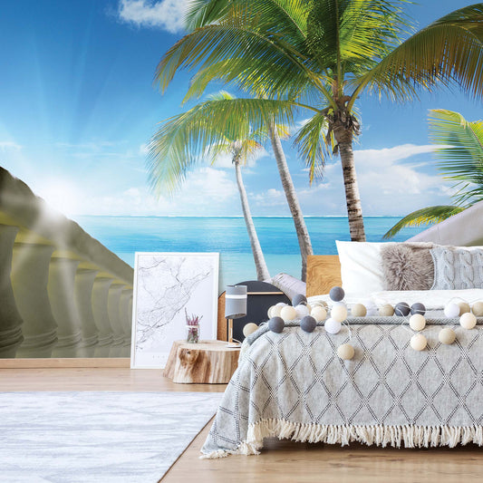 Beach Tropical Sea Palms Photo Wallpaper Wall Mural - USTAD HOME