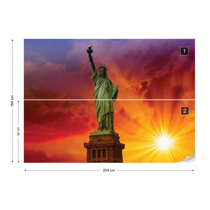 New York Statue Of Liberty Sunset Photo Wallpaper Wall Mural - USTAD HOME