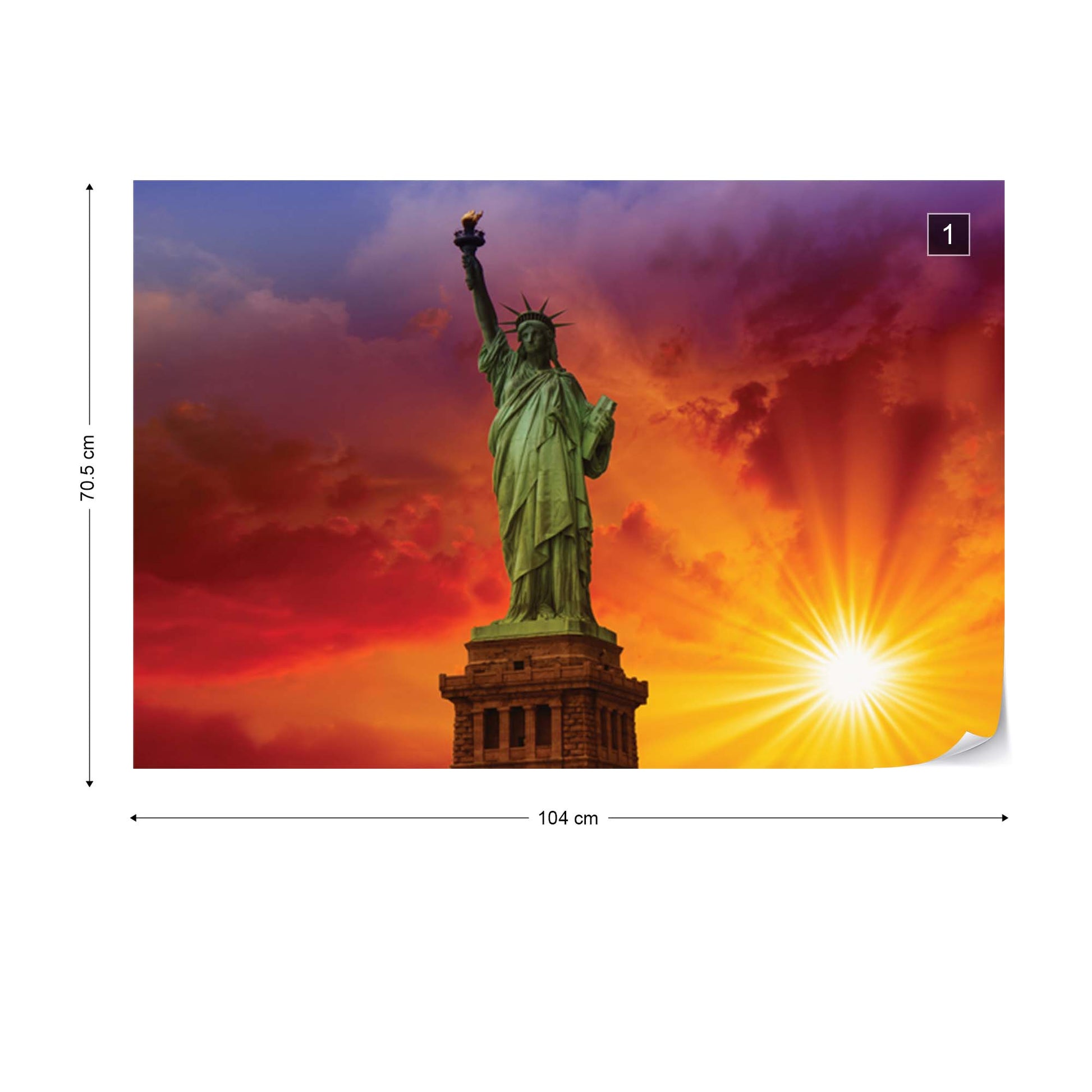 New York Statue Of Liberty Sunset Photo Wallpaper Wall Mural - USTAD HOME