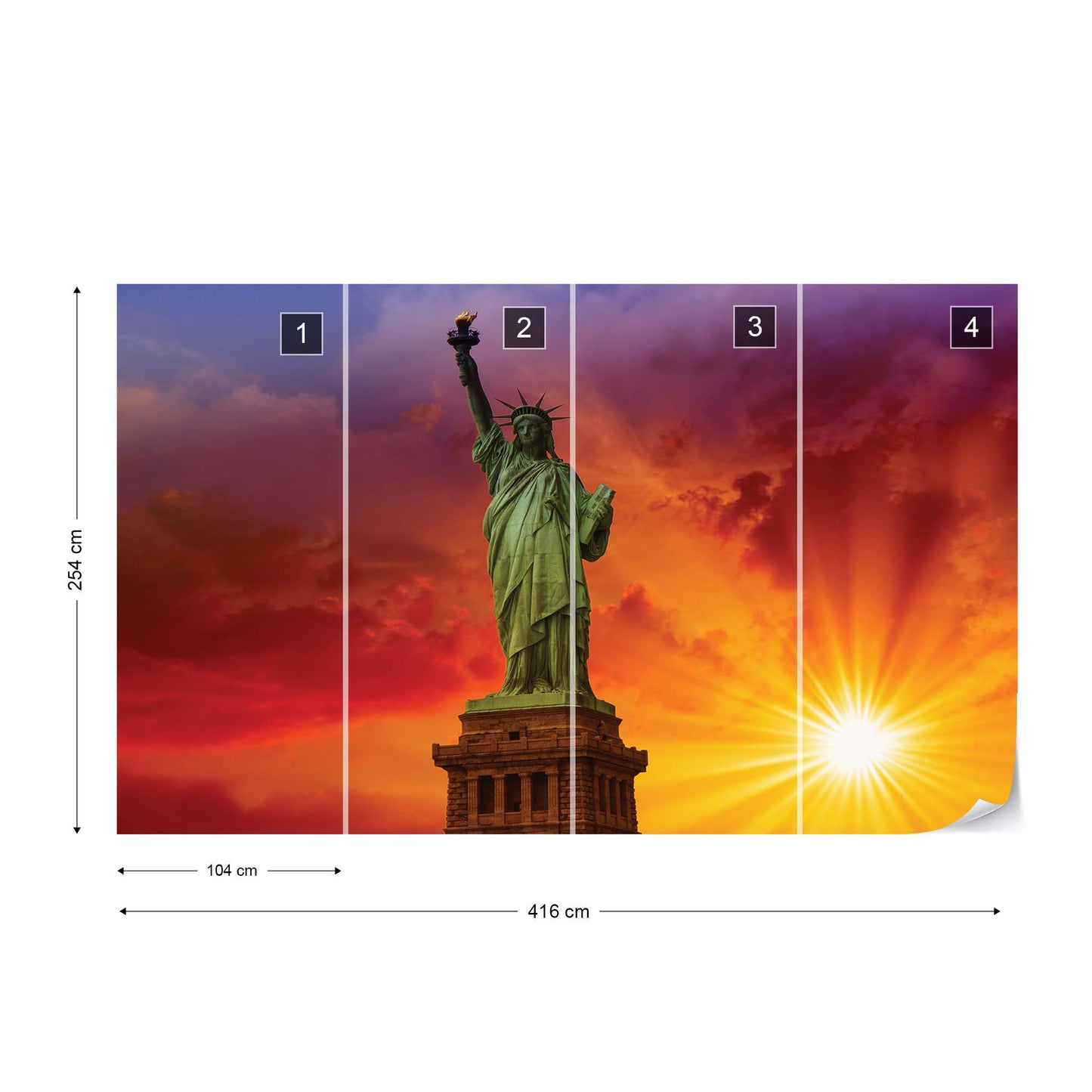 New York Statue Of Liberty Sunset Photo Wallpaper Wall Mural - USTAD HOME