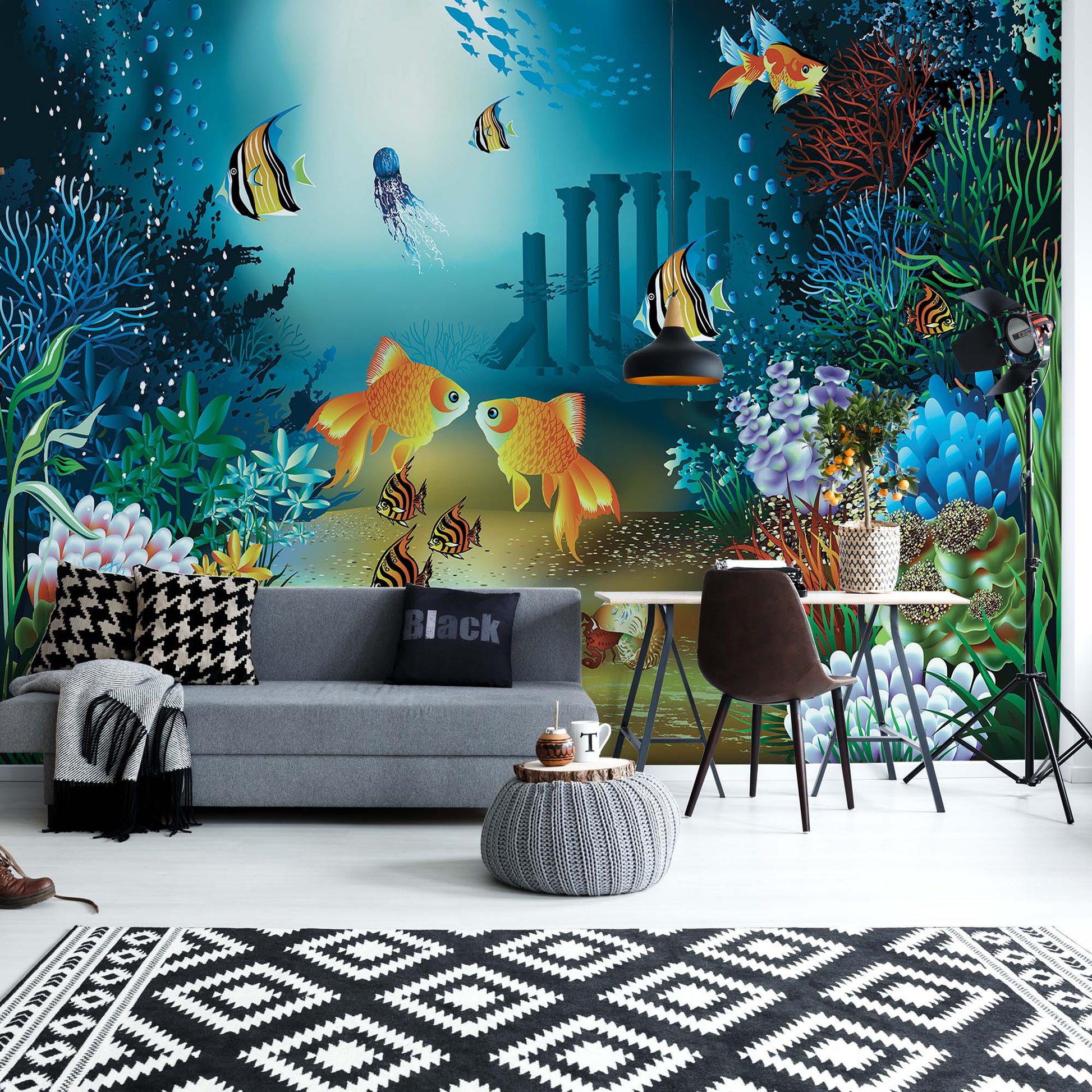 Undersea Fish Photo Wallpaper Wall Mural - USTAD HOME