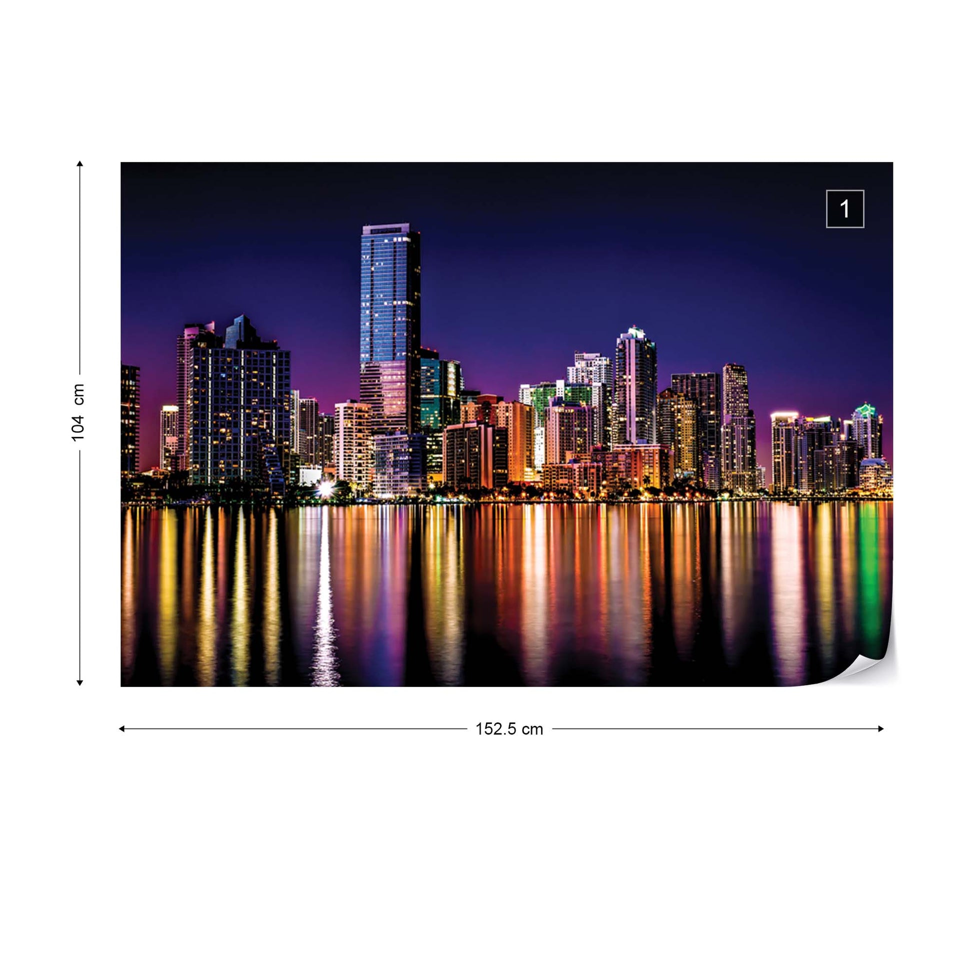 City Skyline At Night Photo Wallpaper Wall Mural - USTAD HOME