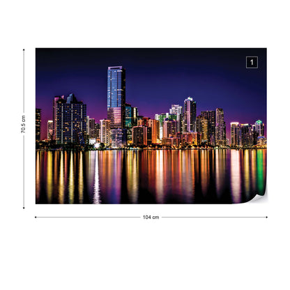 City Skyline At Night Photo Wallpaper Wall Mural - USTAD HOME