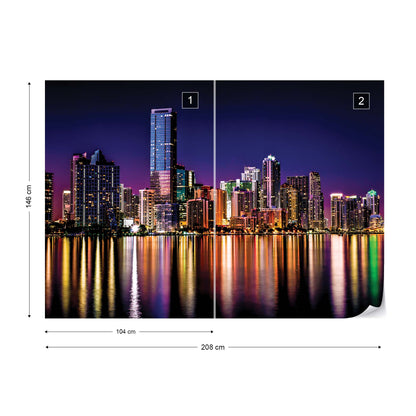 City Skyline At Night Photo Wallpaper Wall Mural - USTAD HOME