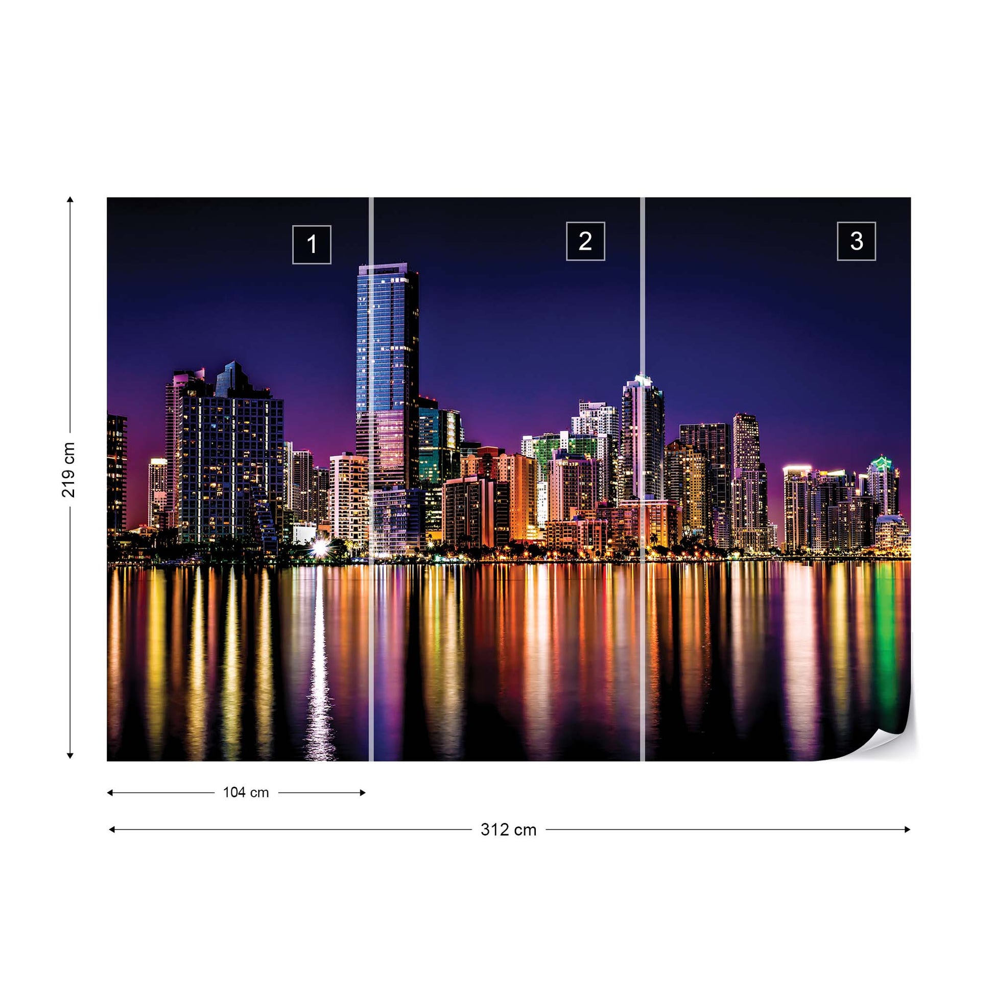 City Skyline At Night Photo Wallpaper Wall Mural - USTAD HOME