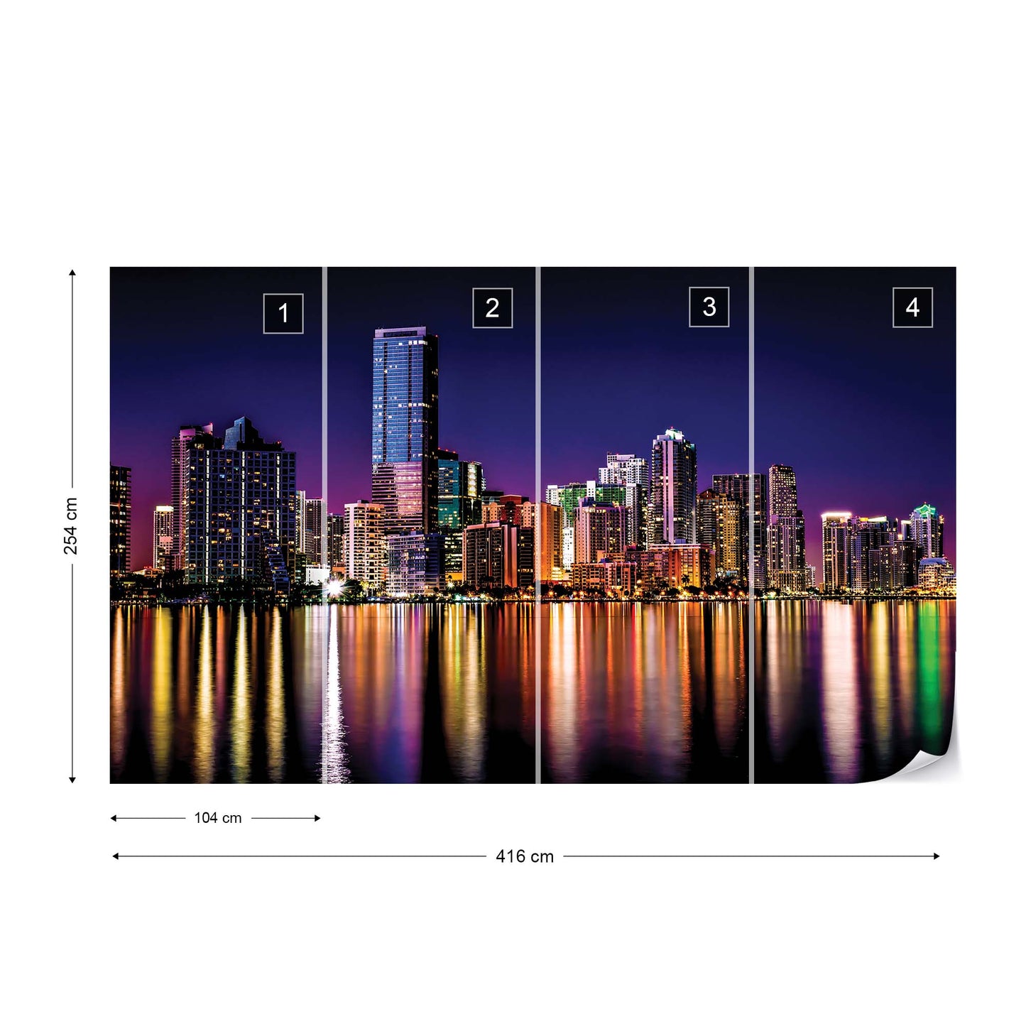 City Skyline At Night Photo Wallpaper Wall Mural - USTAD HOME