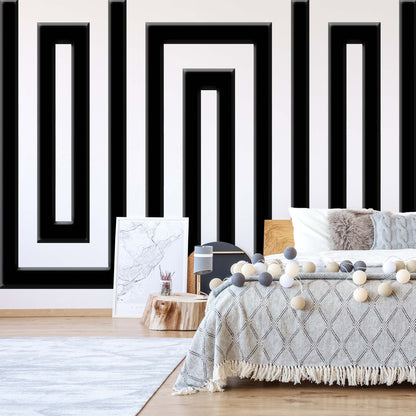 Black And White Geometric Pattern Photo Wallpaper Wall Mural - USTAD HOME
