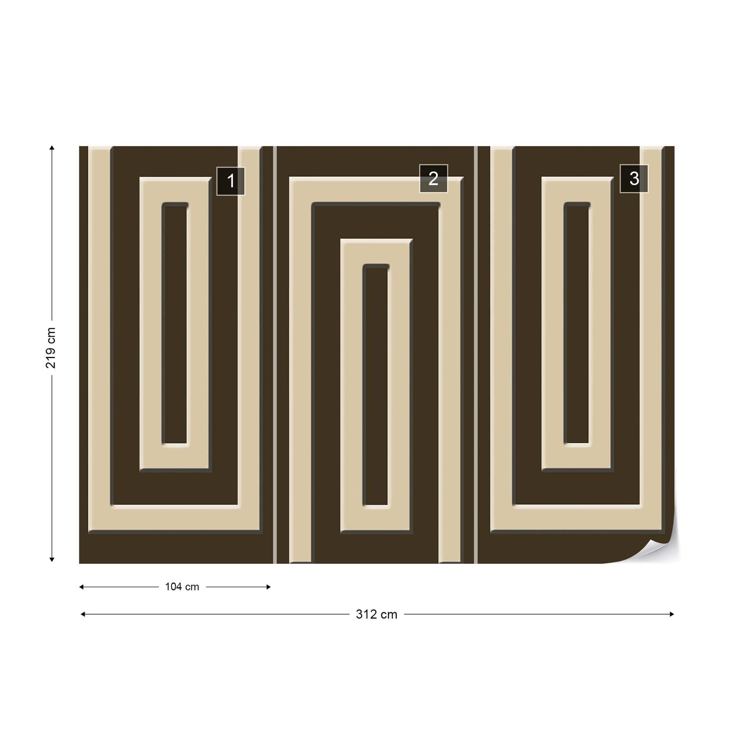 Brown And Beige Geometric Pattern Photo Wallpaper Wall Mural - USTAD HOME