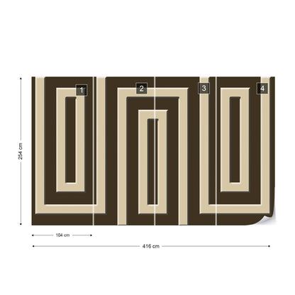 Brown And Beige Geometric Pattern Photo Wallpaper Wall Mural - USTAD HOME