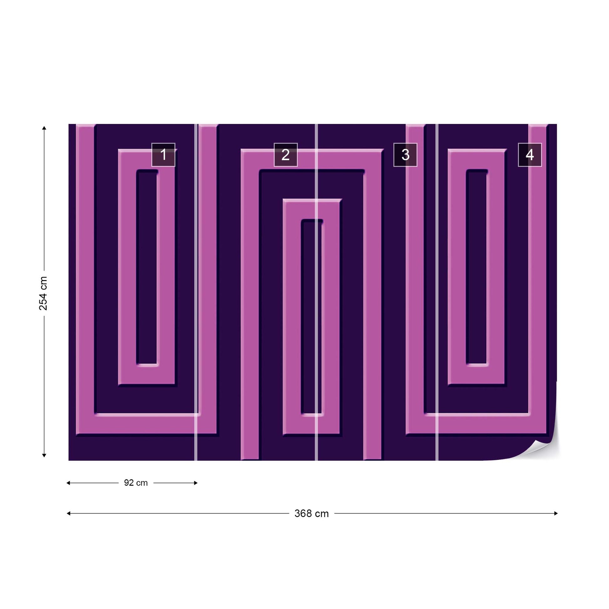 Purple Geometric Pattern Photo Wallpaper Wall Mural - USTAD HOME