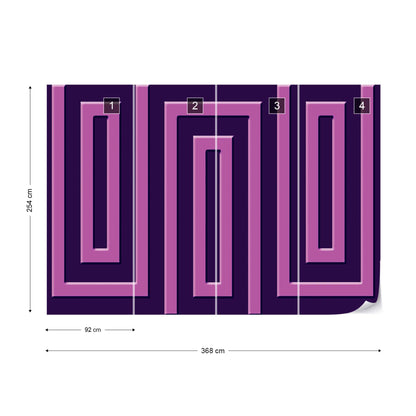 Purple Geometric Pattern Photo Wallpaper Wall Mural - USTAD HOME