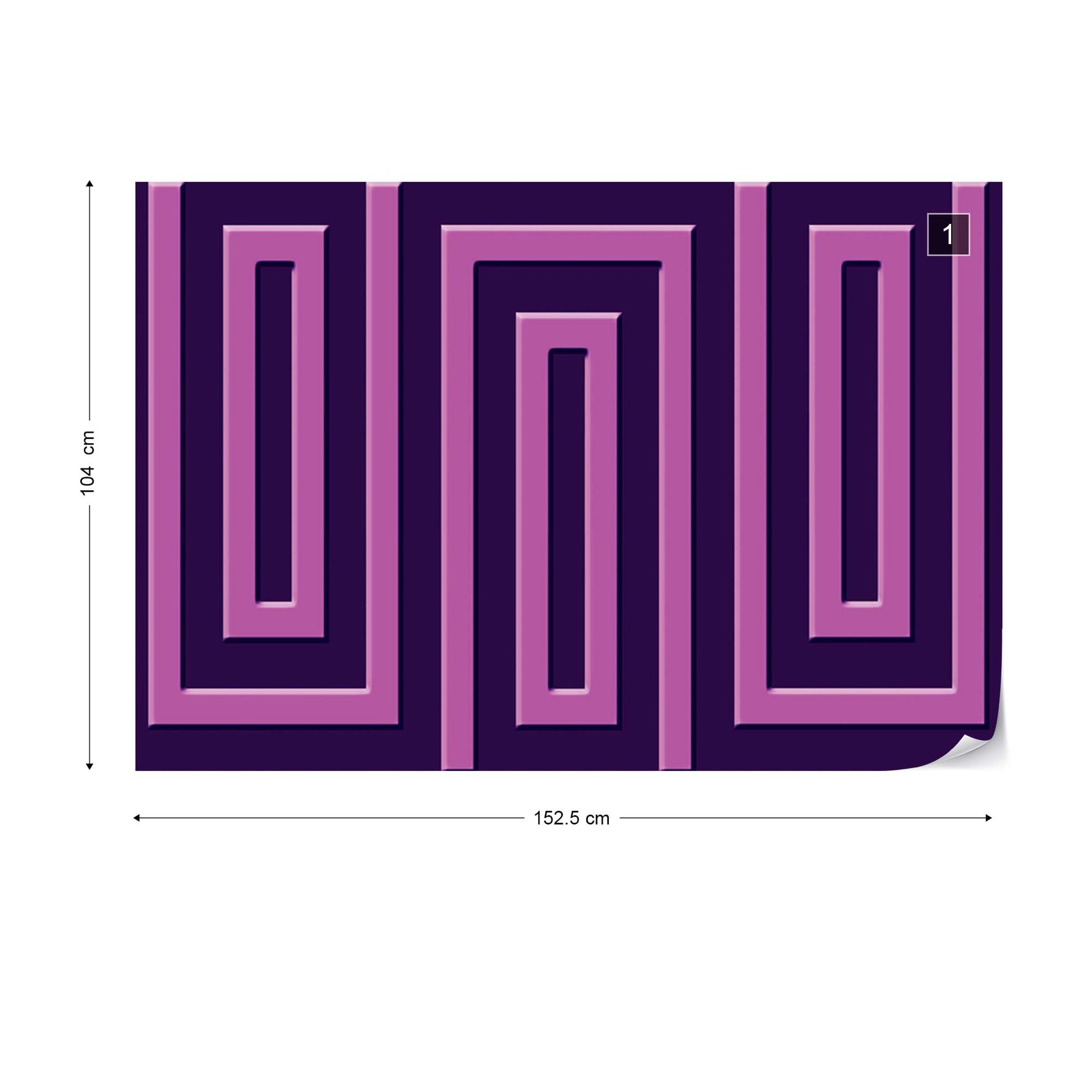 Purple Geometric Pattern Photo Wallpaper Wall Mural - USTAD HOME