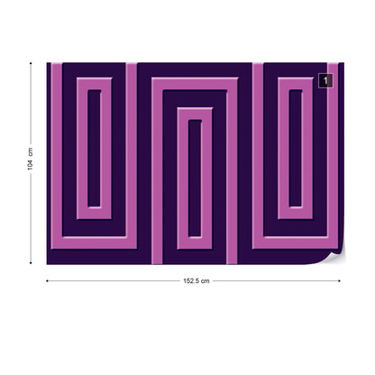 Purple Geometric Pattern Photo Wallpaper Wall Mural - USTAD HOME