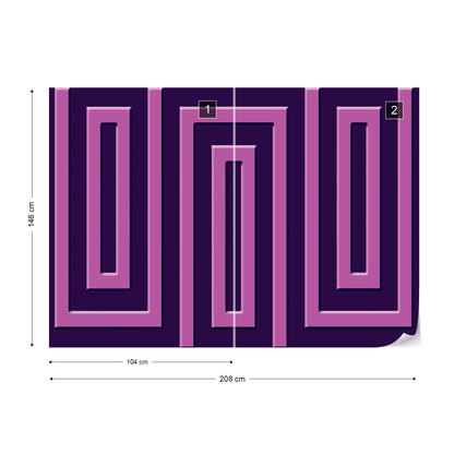 Purple Geometric Pattern Photo Wallpaper Wall Mural - USTAD HOME