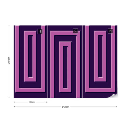 Purple Geometric Pattern Photo Wallpaper Wall Mural - USTAD HOME