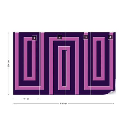 Purple Geometric Pattern Photo Wallpaper Wall Mural - USTAD HOME