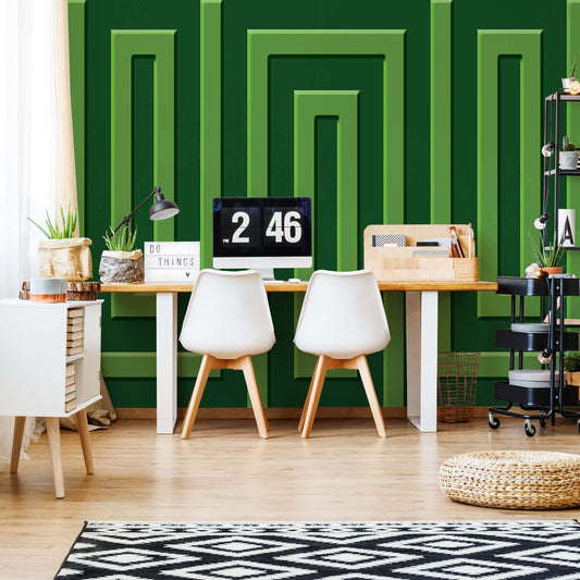 Green Geometric Pattern Photo Wallpaper Wall Mural - USTAD HOME