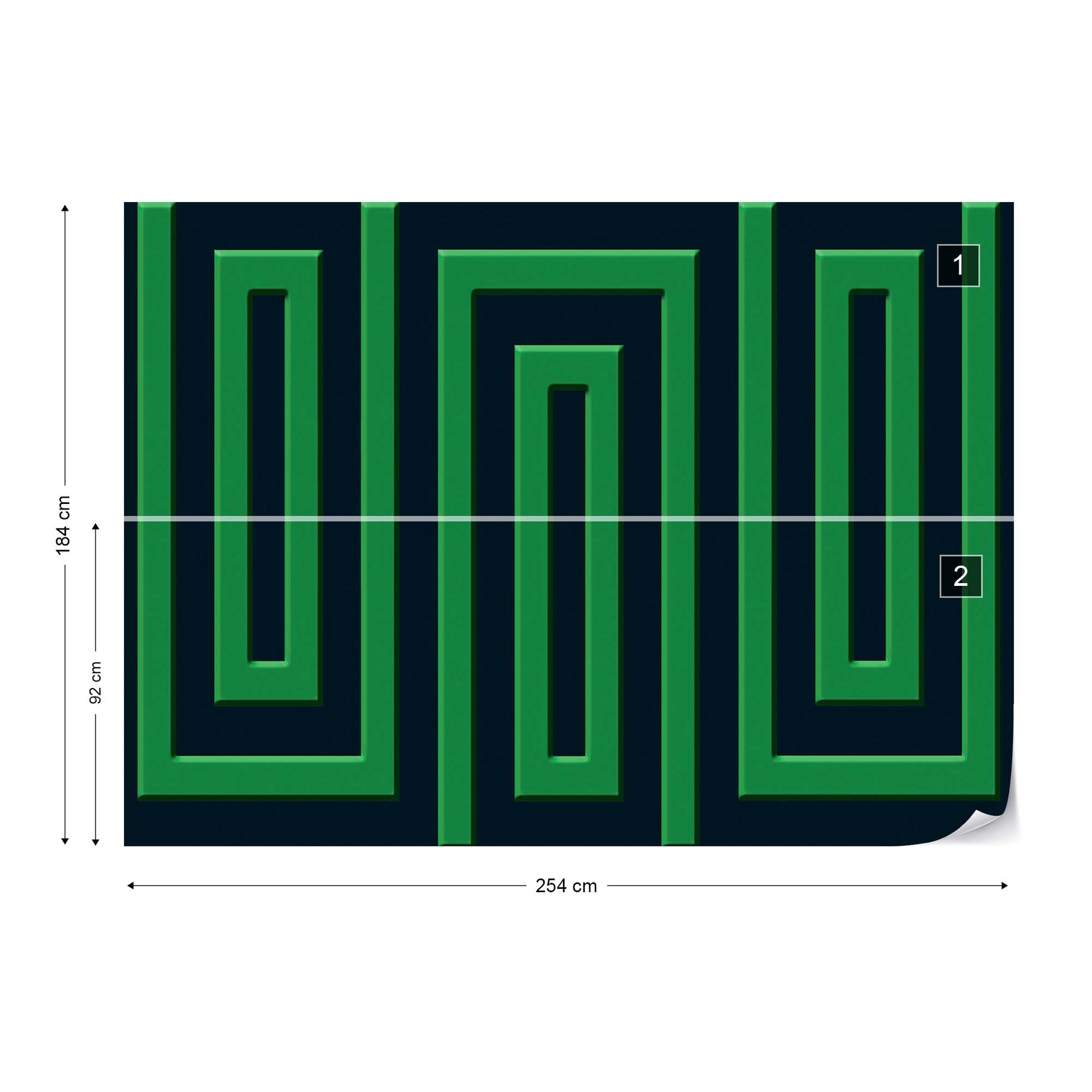 Green And Black Geometric Pattern Photo Wallpaper Wall Mural - USTAD HOME